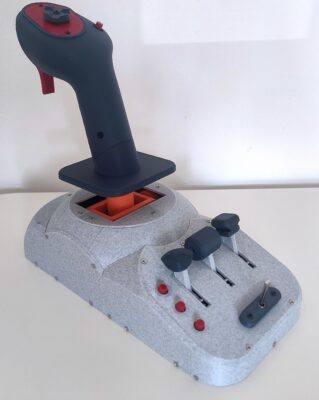3D printable Airbus A320 sidestick — base and pivot closeup