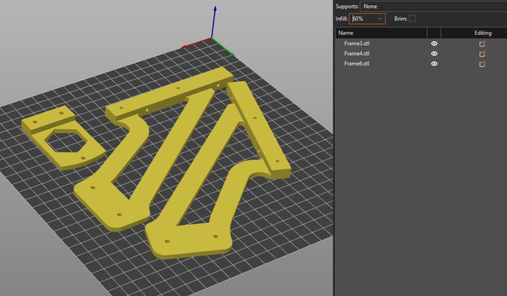 Slicer settings for 3D printable rudder pedals — view 5