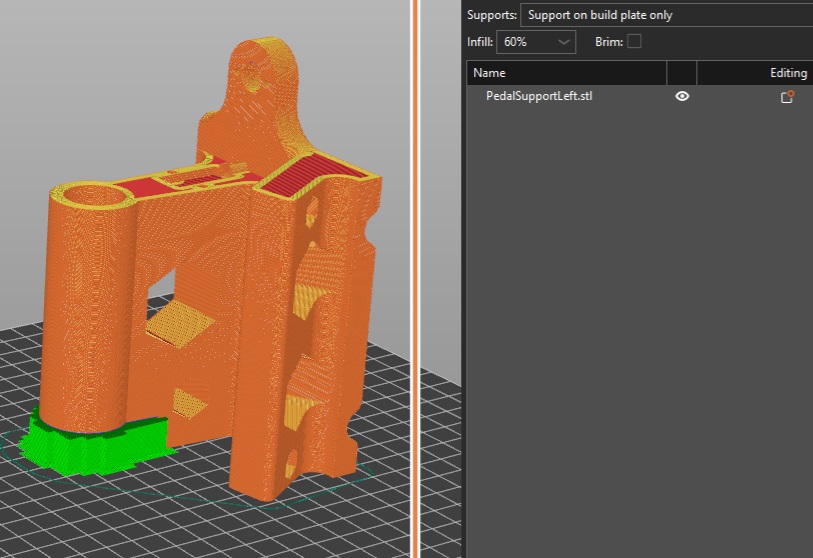 Slicer settings for 3D printable rudder pedals — view 9