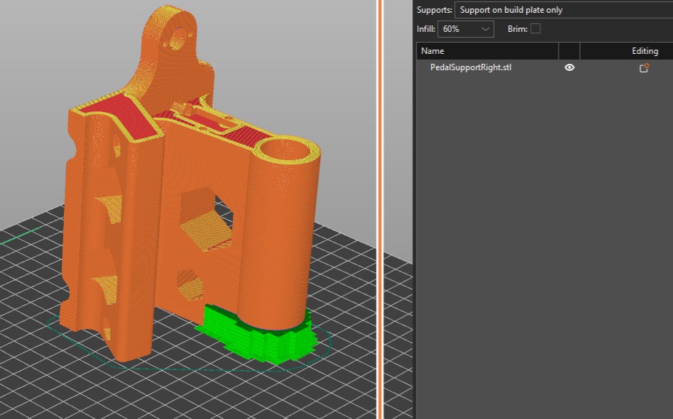 Slicer settings for 3D printable rudder pedals — view 10