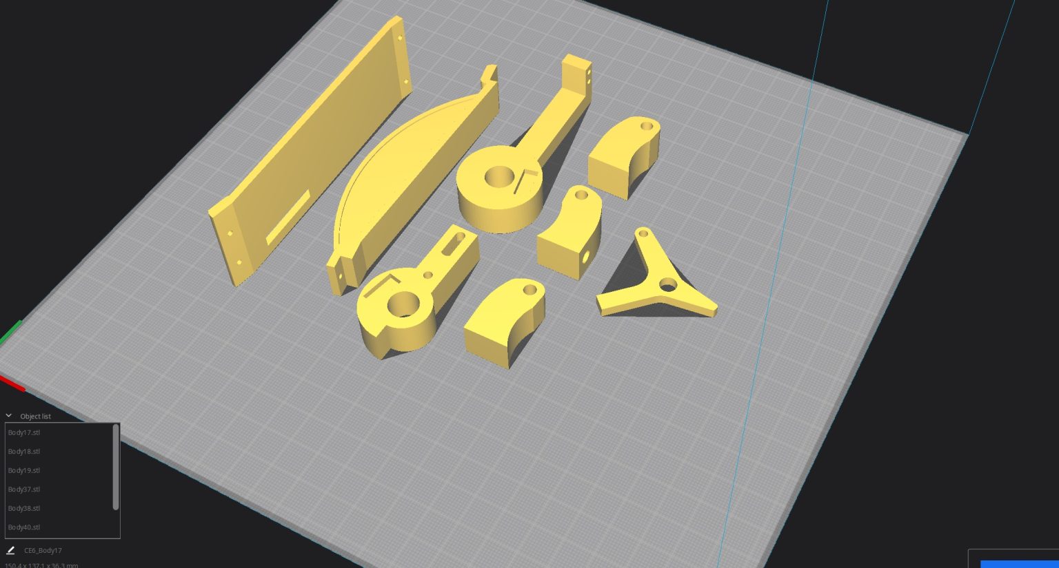 Slicer settings for 3D printable throttle quadrant — view 6
