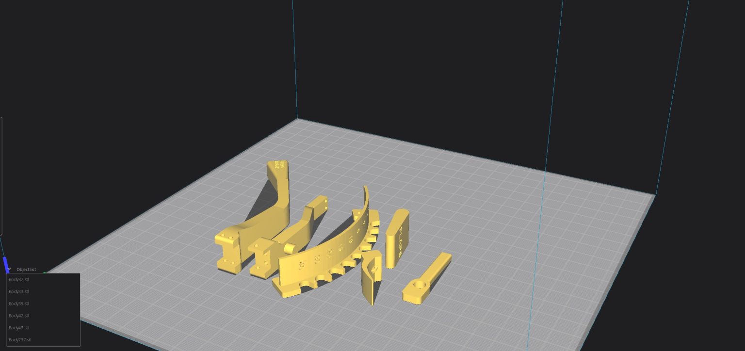 Slicer settings for 3D printable throttle quadrant — view 4