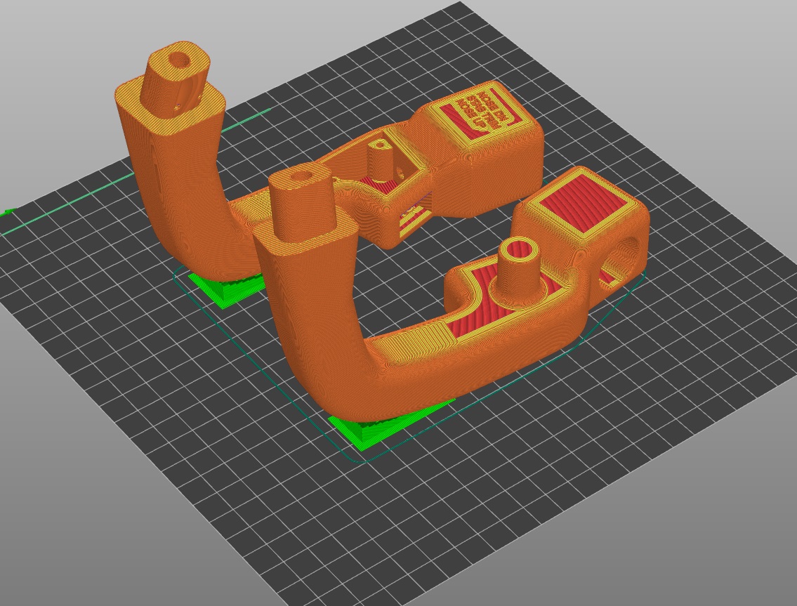 Slicer settings for 3D printable flight yoke — view 3