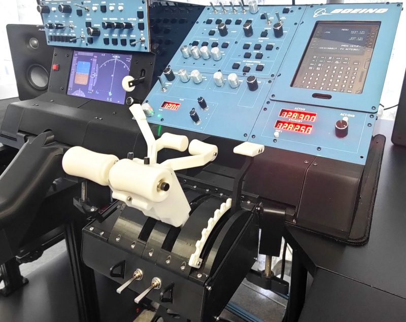 3D printable Boeing throttle quadrant (TQ) installed in home flight sim cockpit