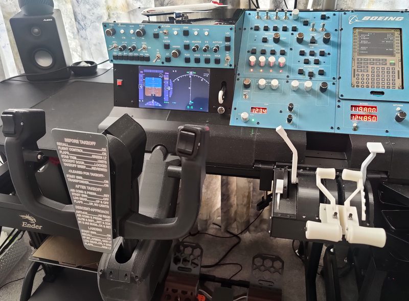 3D printable flight yoke — wiring and mechanism closeup