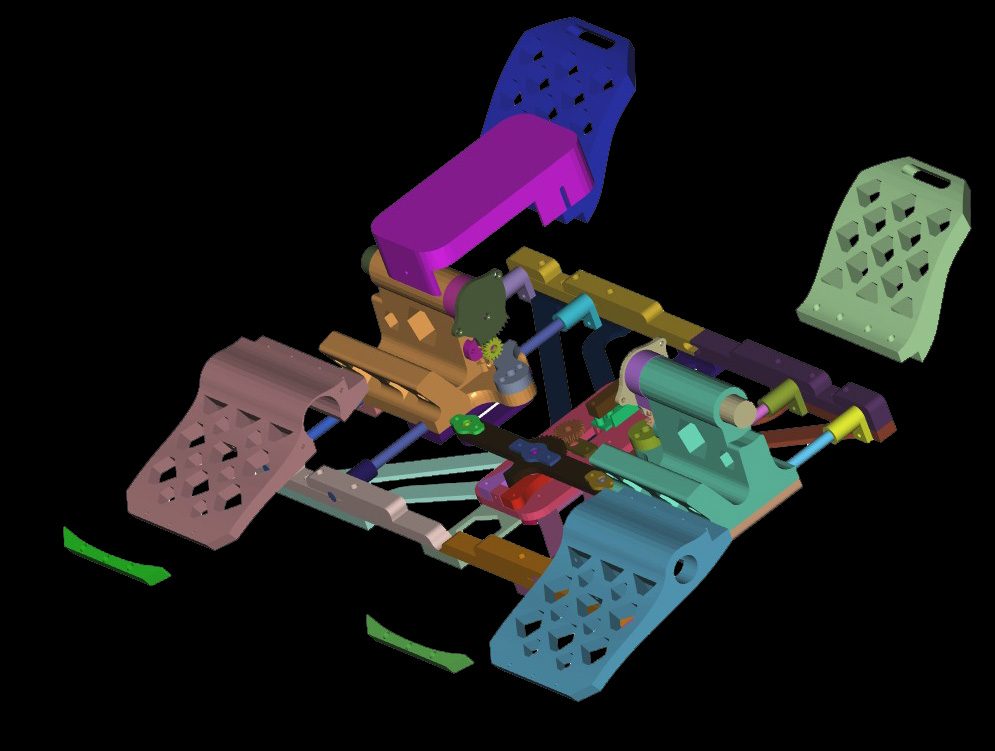 DIY 3D printable rudder pedals for Boeing and Airbus — angled render