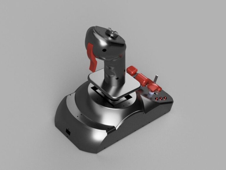 DIY 3D printable Airbus sidestick — angled render